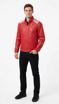Michael Jackson Beat It Red Leather Jacket - MJ Thriller Biker Jacket | North Hide London