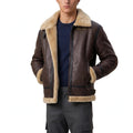 North Hide London - Men's RAF Aviator Shearling Jacket | Brown B3 Bomber Sheepskin Leather Jacket