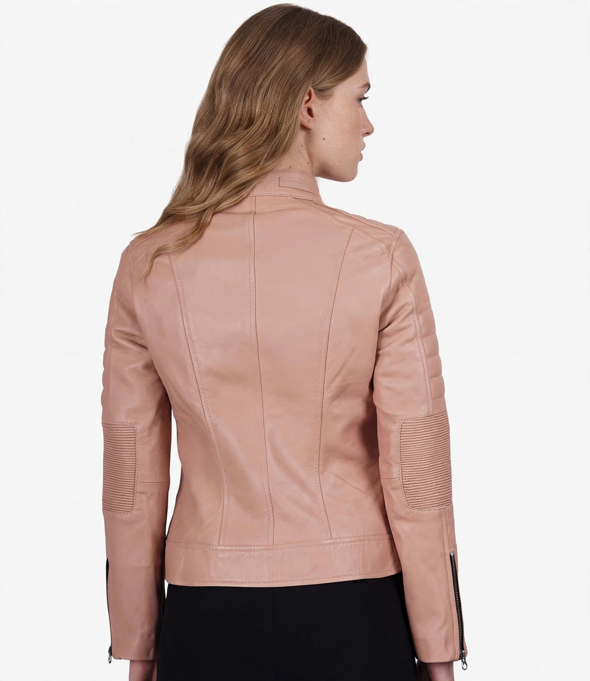 Women's Cafe Racer Leather Jacket - Blush Pink | North Hide London