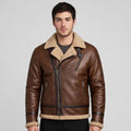 Men's Brown Shearling Aviator Leather Jacket | B3 Bomber Winter Jacket