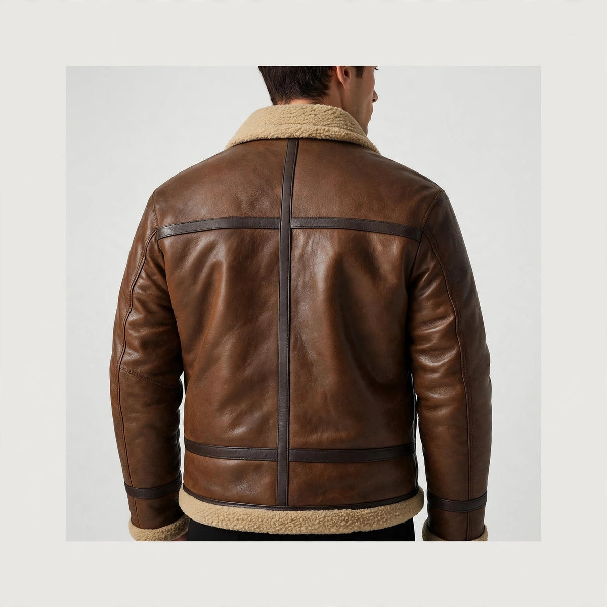 Men's Brown Shearling Aviator Leather Jacket | B3 Bomber Winter Jacket