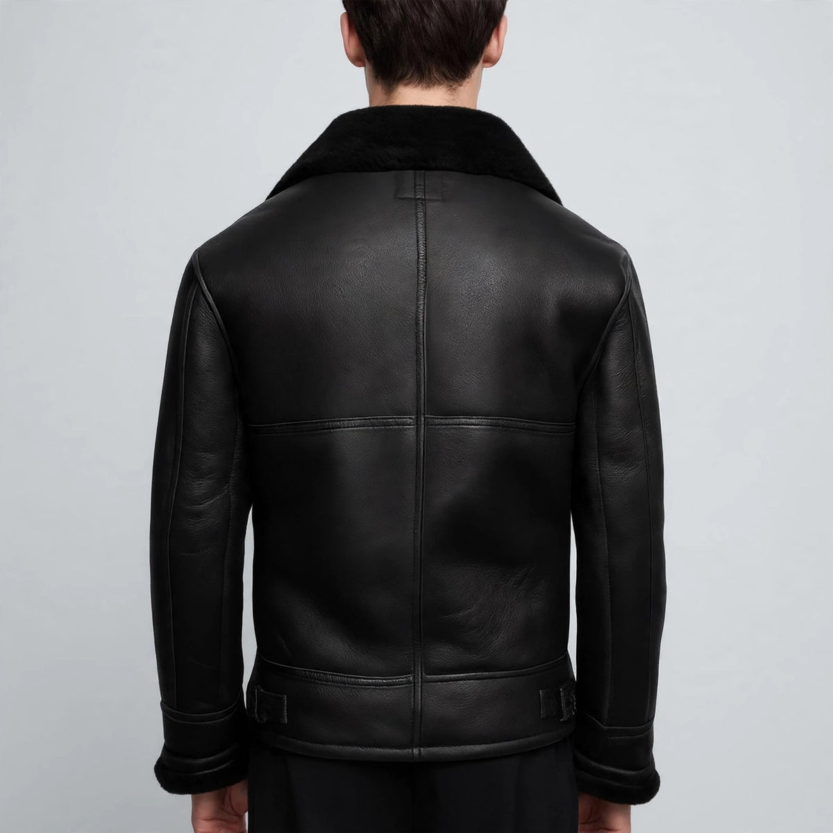 Men's Black Shearling Aviator Leather Jacket | RAF B3 Bomber Jacket - Winter Warm