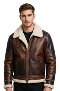 Men's B3 Shearling Bomber Jacket | Two-Tone Brown Leather Aviator Flight