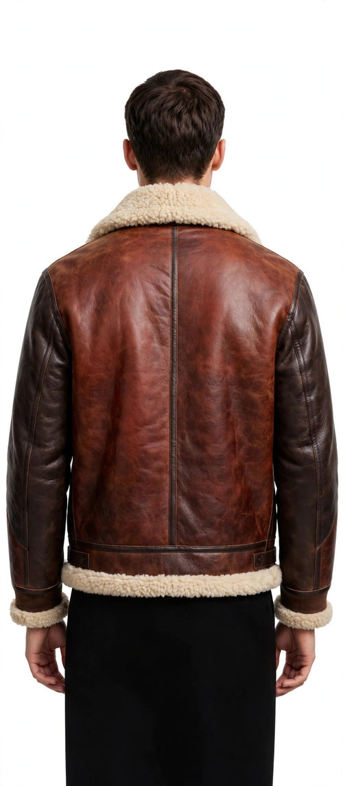 Men's B3 Shearling Bomber Jacket | Two-Tone Brown Leather Aviator Flight