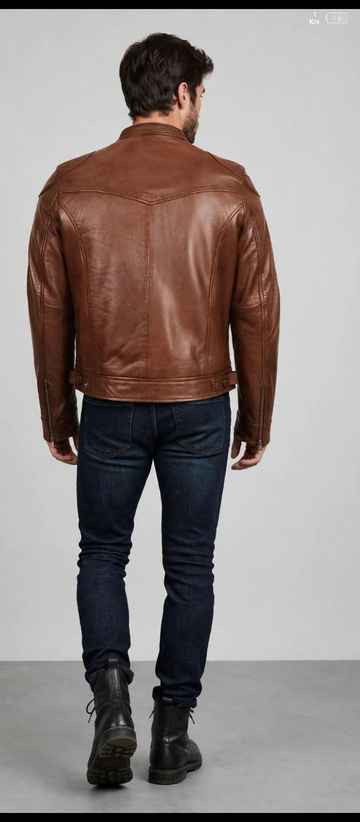 Men's Brown Cafe Racer Leather Jacket | Genuine Leather Motorcycle Jacket