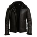 Men's Black Shearling Aviator Leather Jacket | RAF B3 Bomber Jacket - Winter Warm