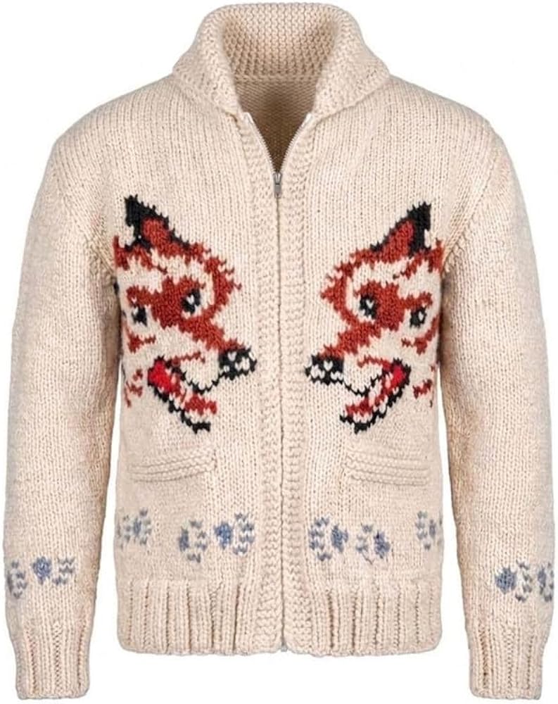 North Hide London - Nordic Fox Wool Knit Cardigan | Men's Premium Zip Sweater